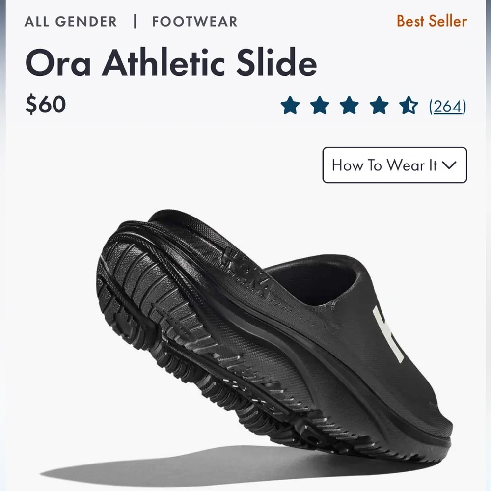 Hoka Ora Slide in Black with White Logo - Picture 8 of 14